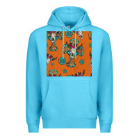 Ocean Blue western cross and bull skull seamless pattern Premium Hoodie - HRA Design Shop