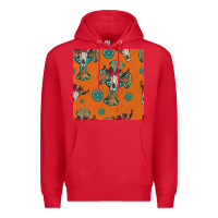 Red western cross and bull skull seamless pattern Premium Hoodie - HRA Design Shop