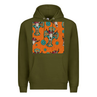 Army Green western cross and bull skull seamless pattern Premium Hoodie - HRA Design Shop