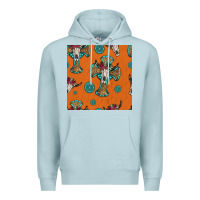 Blue Mist western cross and bull skull seamless pattern Premium Hoodie - HRA Design Shop
