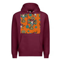 Burgundy western cross and bull skull seamless pattern Premium Hoodie - HRA Design Shop