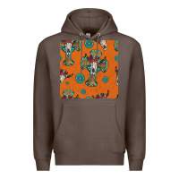 Coffee western cross and bull skull seamless pattern Premium Hoodie - HRA Design Shop