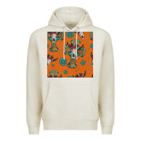Oatmeal Heather western cross and bull skull seamless pattern Premium Hoodie - HRA Design Shop