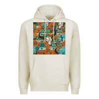 Oatmeal Heather western bull skull seamless pattern Premium Hoodie - HRA Design Shop