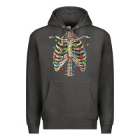 Charcoal Heather Christmas Rib Cage Premium Hoodie - FaDigitalArtStudio