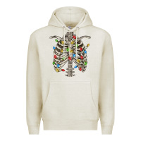 Oatmeal Heather Christmas Rib Cage Premium Hoodie - FaDigitalArtStudio