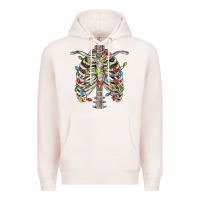 Pale Pink Christmas Rib Cage Premium Hoodie - FaDigitalArtStudio