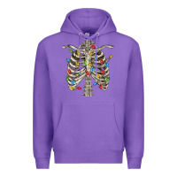 Purple Christmas Rib Cage Premium Hoodie - FaDigitalArtStudio