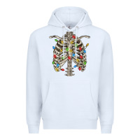 White Christmas Rib Cage Premium Hoodie - FaDigitalArtStudio