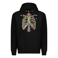 Black Christmas Rib Cage Premium Hoodie - FaDigitalArtStudio