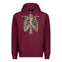 Burgundy Christmas Rib Cage Premium Hoodie - FaDigitalArtStudio
