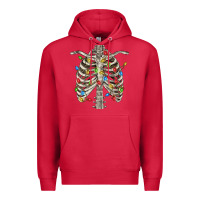 Cardinal Christmas Rib Cage Premium Hoodie - FaDigitalArtStudio