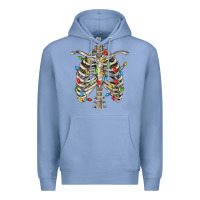 Colony Blue Christmas Rib Cage Premium Hoodie - FaDigitalArtStudio