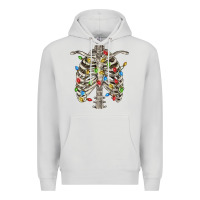 Dove Grey Christmas Rib Cage Premium Hoodie - FaDigitalArtStudio