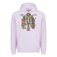 Lilac Christmas Rib Cage Premium Hoodie - FaDigitalArtStudio