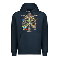 Navy Christmas Rib Cage Premium Hoodie - FaDigitalArtStudio