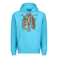 Ocean Blue Christmas Rib Cage Premium Hoodie - FaDigitalArtStudio