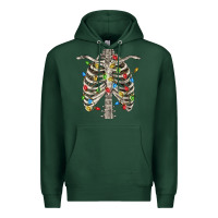 Sports Green Christmas Rib Cage Premium Hoodie - FaDigitalArtStudio
