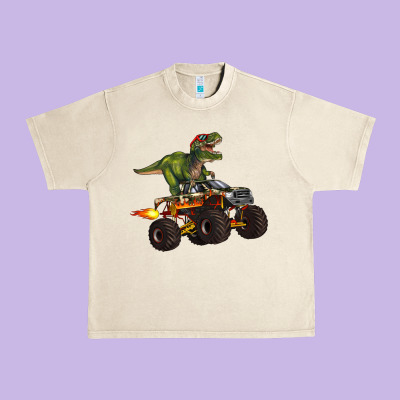 Monster Truck And T Rex Dinosaur Urban Heavy Tee Designed By Artiststas