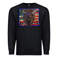 Black bison with american flag Premium Sweatshirt - RanaPortraitStore