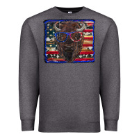 Charcoal Heather bison with american flag Premium Sweatshirt - RanaPortraitStore