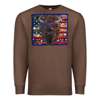 Chestnut bison with american flag Premium Sweatshirt - RanaPortraitStore