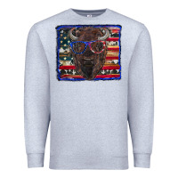 Heather Grey bison with american flag Premium Sweatshirt - RanaPortraitStore
