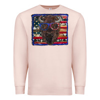 Pale Pink bison with american flag Premium Sweatshirt - RanaPortraitStore