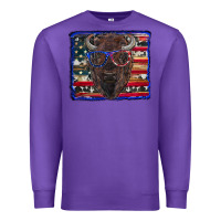 Purple bison with american flag Premium Sweatshirt - RanaPortraitStore
