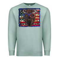 Seafoam bison with american flag Premium Sweatshirt - RanaPortraitStore