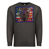 Smoke bison with american flag Premium Sweatshirt - RanaPortraitStore