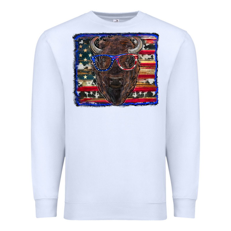 Bison With American Flag Premium Sweatshirt by RanaPortraitStore | Teevron