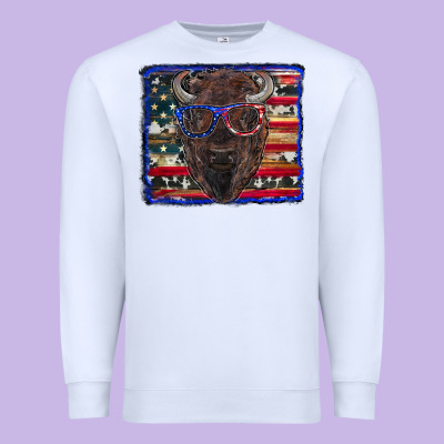 Premium Sweatshirt bison with american flag