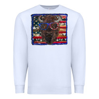 White bison with american flag Premium Sweatshirt - RanaPortraitStore