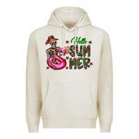 Oatmeal Heather hello summer Premium Hoodie - CowhideDigitalArt