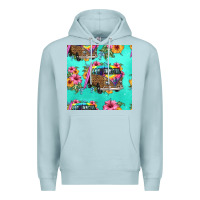 Blue Mist floral hippie truck seamless pattern Premium Hoodie - HRA Design Shop