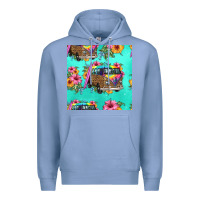 Colony Blue floral hippie truck seamless pattern Premium Hoodie - HRA Design Shop