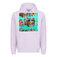 Lilac floral hippie truck seamless pattern Premium Hoodie - HRA Design Shop