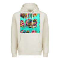Oatmeal Heather floral hippie truck seamless pattern Premium Hoodie - HRA Design Shop
