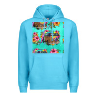 Ocean Blue floral hippie truck seamless pattern Premium Hoodie - HRA Design Shop