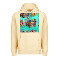 Pina Colada floral hippie truck seamless pattern Premium Hoodie - HRA Design Shop