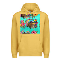 Antique Gold floral hippie truck seamless pattern Premium Hoodie - HRA Design Shop