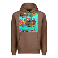 Chestnut floral hippie truck seamless pattern Premium Hoodie - HRA Design Shop