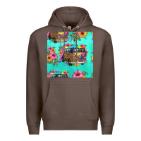 Coffee floral hippie truck seamless pattern Premium Hoodie - HRA Design Shop