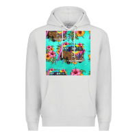 Dove Grey floral hippie truck seamless pattern Premium Hoodie - HRA Design Shop