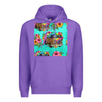 Purple floral hippie truck seamless pattern Premium Hoodie - HRA Design Shop