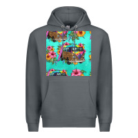 Rock floral hippie truck seamless pattern Premium Hoodie - HRA Design Shop