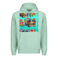 Seafoam floral hippie truck seamless pattern Premium Hoodie - HRA Design Shop