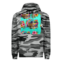 Slate Camo floral hippie truck seamless pattern Premium Hoodie - HRA Design Shop