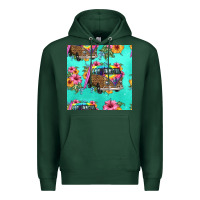 Sports Green floral hippie truck seamless pattern Premium Hoodie - HRA Design Shop